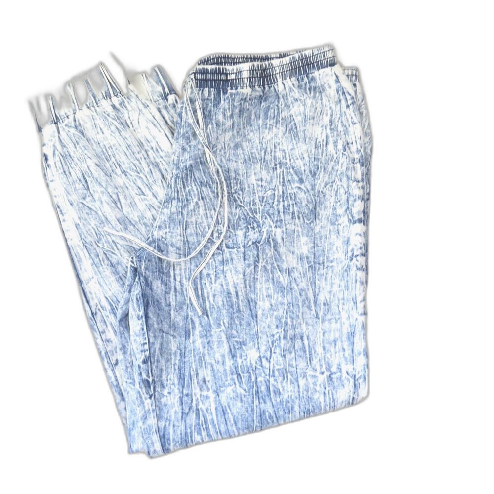 Crave Fame Acid Wash 90's inspired Joggers 100% Cotton  Blue XL EUC - Picture 2 of 8